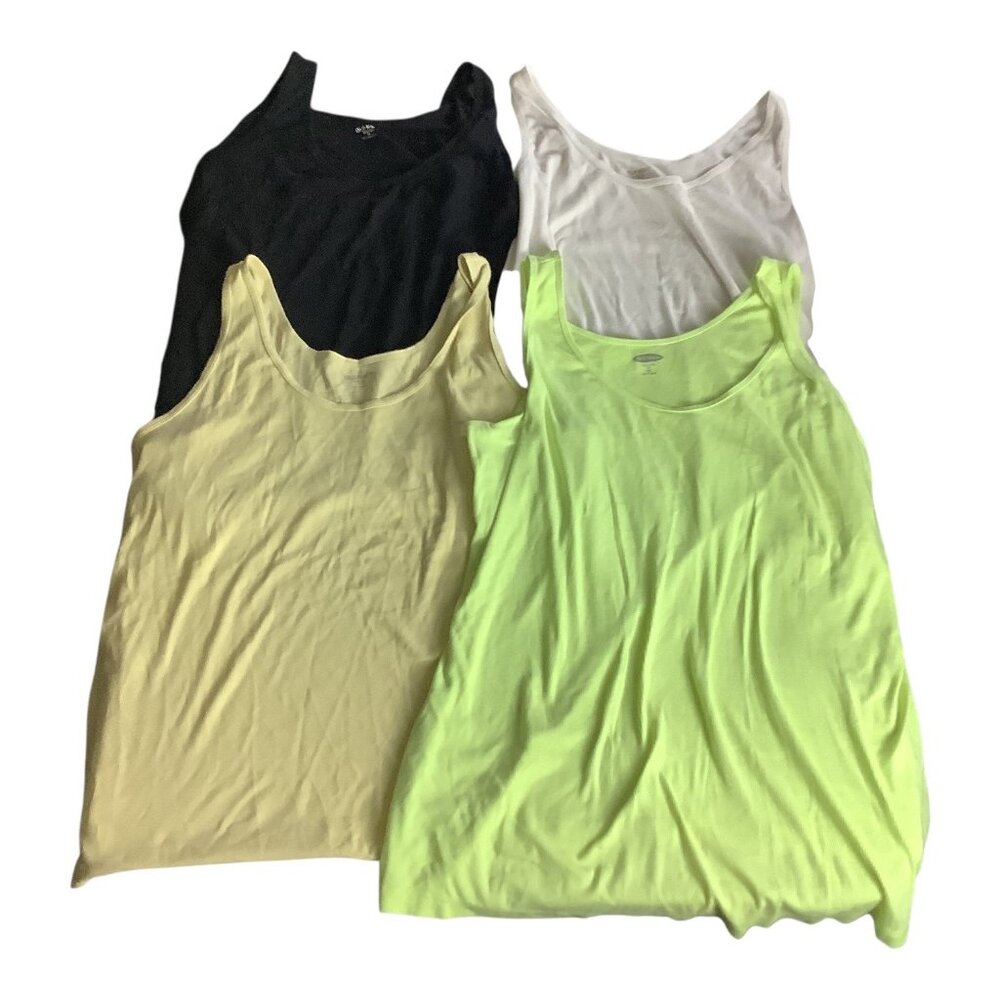 4 Pcs Old Navy Womensโ Size 3X Tank Tops Yellow White Black Neon Green